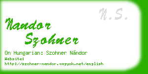 nandor szohner business card
