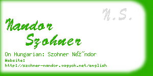 nandor szohner business card